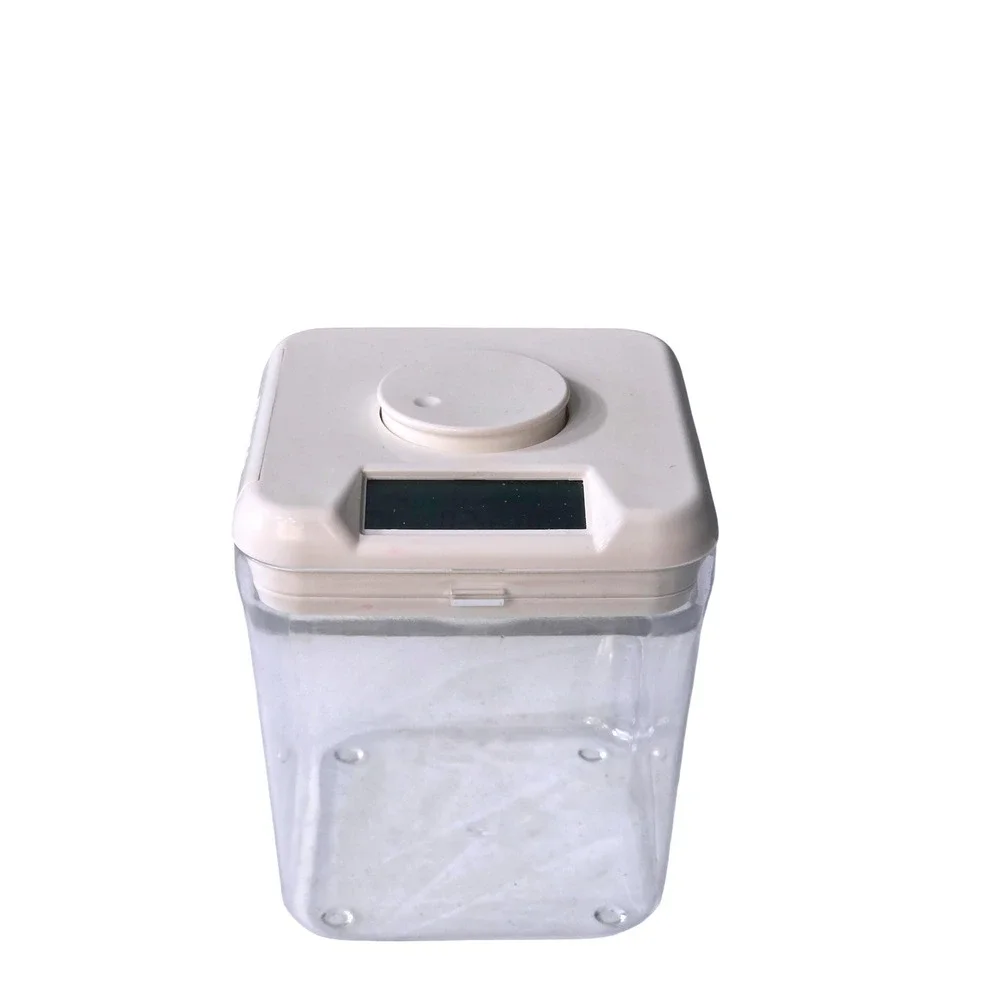 Kitchen‎ Safe Time Locking Container Clear White Square Digital Timer Canister